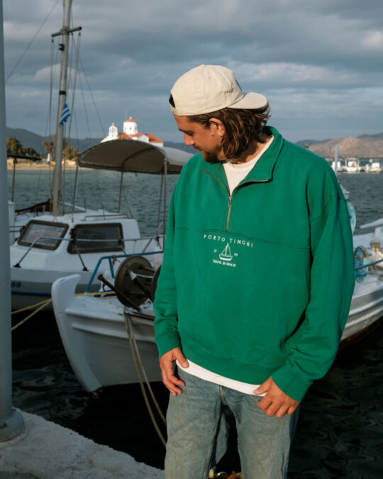 Porto Timoni Half-Zip Sweater Vintage Green_abbildung_model_bildnr5